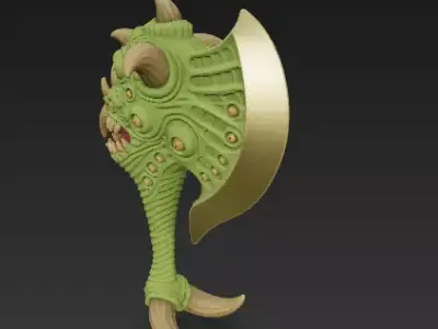 Mutant Beast Axe - Organic Fantasy Weapon 3D model