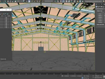 large industrial hangar 3D model