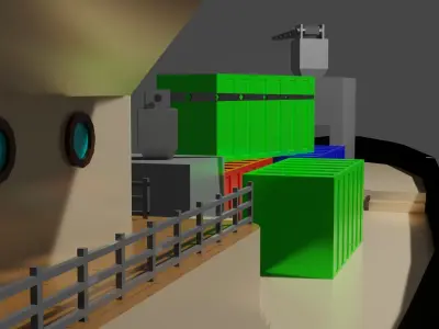 Low Poly Game Ready Industry Ship Low-poly 3D model