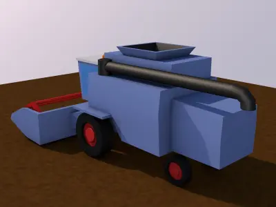 LowPoly 3D Harvester wheat and corn for GameEngine or 3D scene Low-poly 3D model