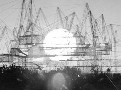 BUILDING radio tower with sun behind it Free 3D model
