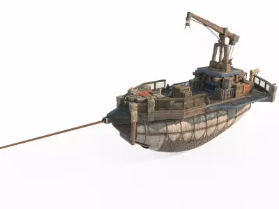 Ancient magical style repair airship 3D model