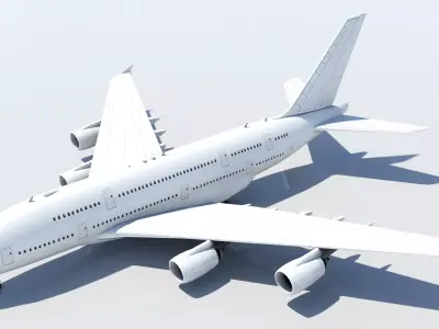 A380 Double Deck Wide-Body Airliner Static Blank Low-poly 3D model