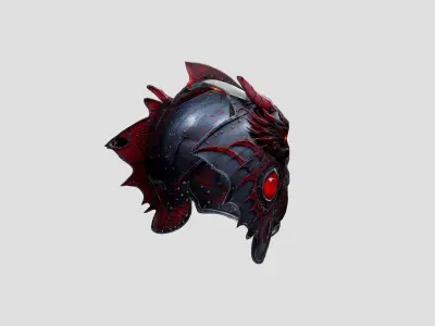 Red Dragon Armor Helm Low-poly 3D model