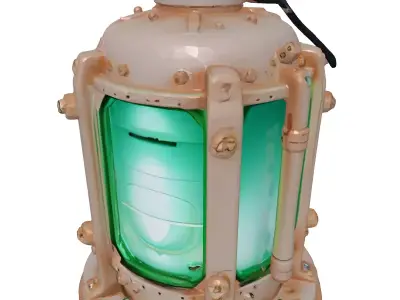 Steampunk Industrial Submarine Green Lantern 3D model