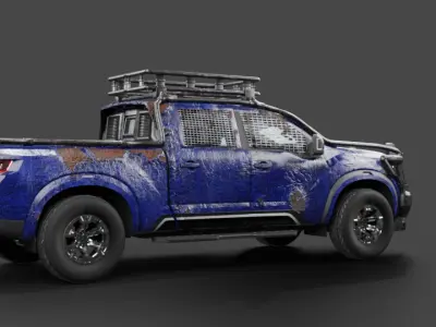Nissan titan Warrior armored pickup truck gaming ready Free low-poly 3D model