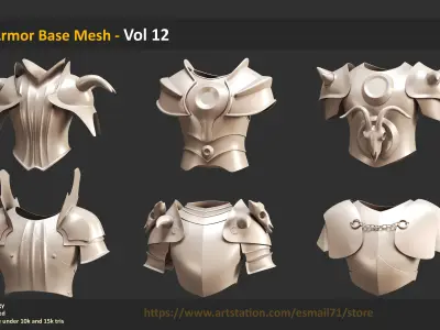 30 Armor Base Mesh - Vol 12 Low-poly 3D model