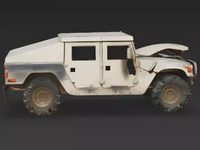 Destroyed Light Tactical Vehicle 3D Model Low-poly 3D model