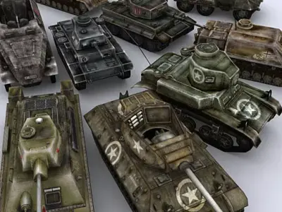 WW2 Tanks collection Low-poly 3D model