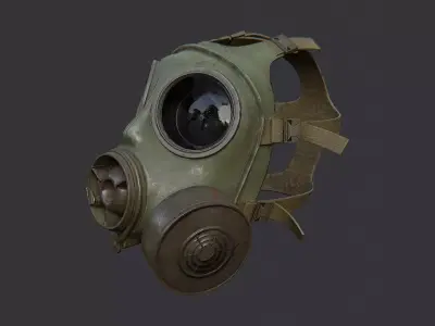 Olive Gas Mask Prop with Filter Low-poly 3D model
