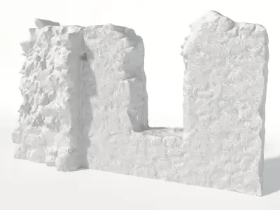 Old castle wall part C Low-poly 3D model