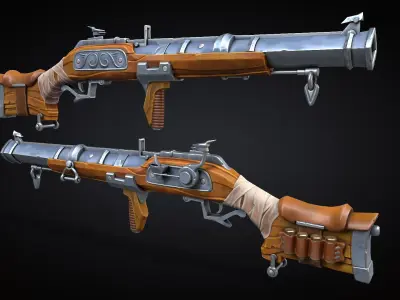 Stylized Blunderbuss musket Low-poly 3D model