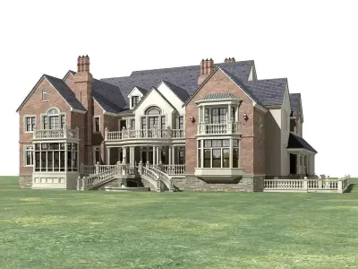 Villa mansion on field 3D model get