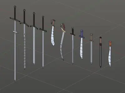 Low poly swords pack Low-poly 3D model