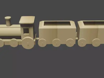 Wooden train low-poly 3D model purchase