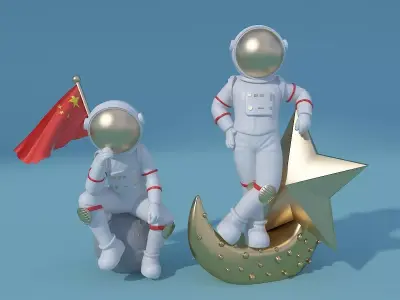 Pop Mart-Astronaut Sculpture Ornament 01 3D model