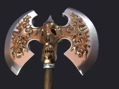 Ancient battle axe Low-poly 3D model