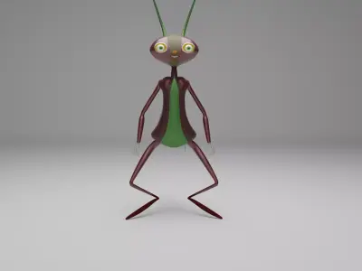 Fly Ant Leafcutter Comic Character Low-poly 3D model