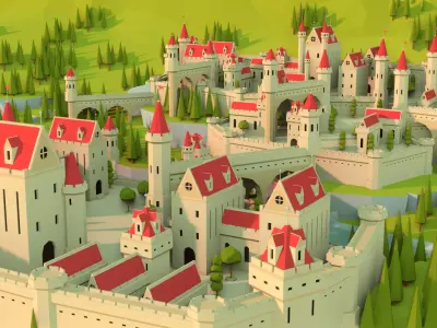 Mini Castle Low-poly 3D model