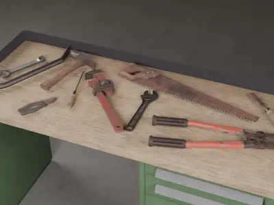 Worn Mechanical Tools Set - 1st Person Quality Low-poly 3D model