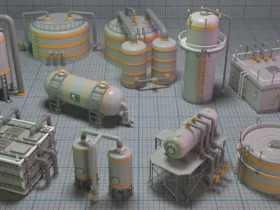 Industrial Tanks - 10 pieces 3D model