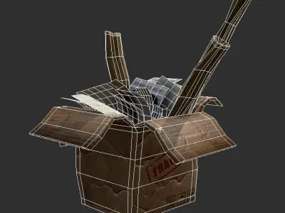 Trash Bag Dumpster Cardboard Box Low-poly 3D model