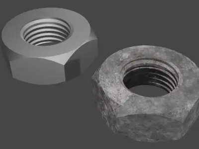 A Rusted and Clean Nuts Hardware 3D 3D model