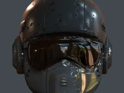 Gas mask helmet 3d model scifi Low-poly Low-poly 3D model Low-poly 3D model 9