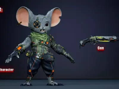 Alien Mouse Low-poly 3D model