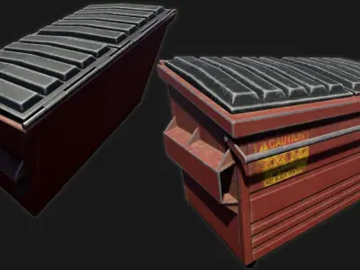 Low-poly PBR Dumpster trash can Low-poly 3D model