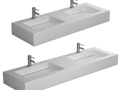 Wall hung washbasin ABBER Stein AS2643 double 3D model