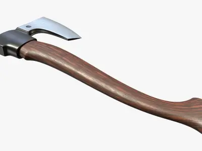 stylized war axe with wooden handle 3D model