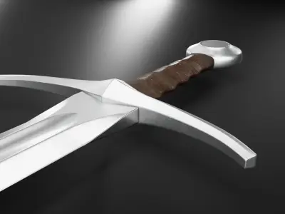 Medieval Sword 02 low poly plus old texture and sheath UE Low-poly 3D model