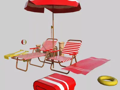 Beach Props Pack Low-poly 3D model