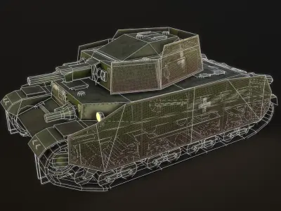 Turan II tank - PBR reworked Low-poly 3D model
