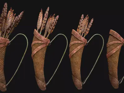 Medieval Quiver and Arrows Arrow Archer Set Low-poly 3D model
