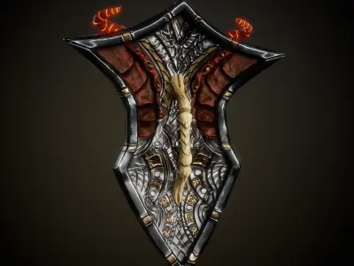 Stylized Warrior Shield GameReady Free low-poly 3D model