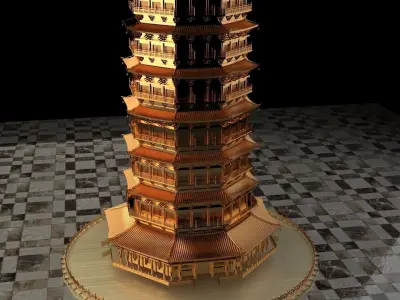 Chinese ancient tower  3D model