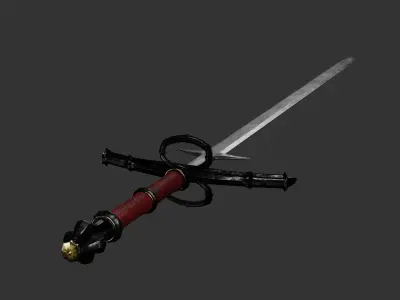 Zweihander two-handed sword with color variations Low-poly 3D model