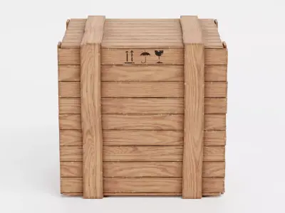 Wooden Crate V10 - Storage Box with Packaging Icons 3D model