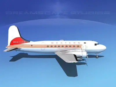 Douglas DC-4 Western Airlines 3D model