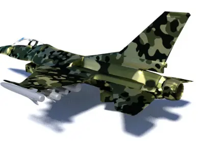 Low Poly F-16 Modern Military War Plane Fighter Jet for War Game Low-poly 3D model