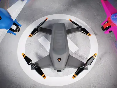Drone quadrocopter Low-poly 3D model