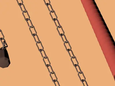 kusarigama 3D model chain with axe 3D model