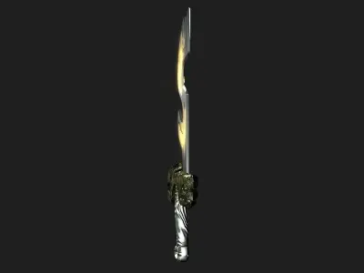 Fantasy beast flame sword Low-poly 3D model