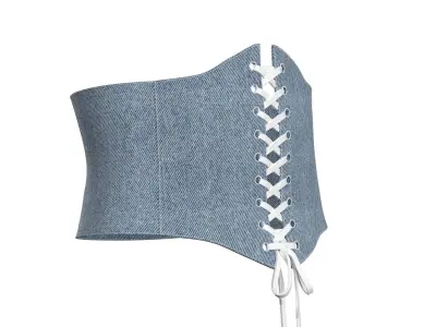 Lace-up Denim Belt 3D model