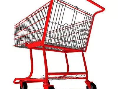 3D Red Metal Shopping Cart 3D model