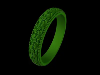 jewelry sterling silver wedding band with intricate design 3D model