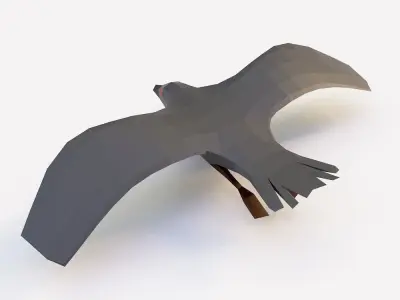 Raven low poly 3d model bird flying Free low-poly 3D model