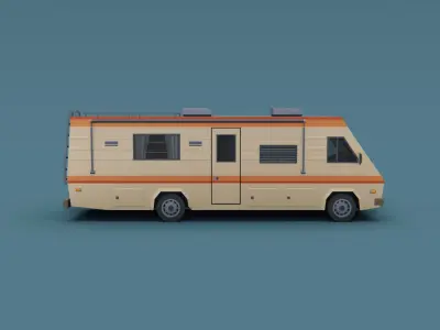 Stylized Motorhome Classic  80s Low-poly 3D model